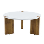 Table basse ronde avec pieds rectangulaires