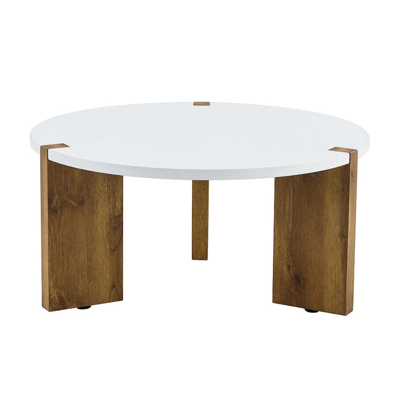 Table basse ronde avec pieds rectangulaires