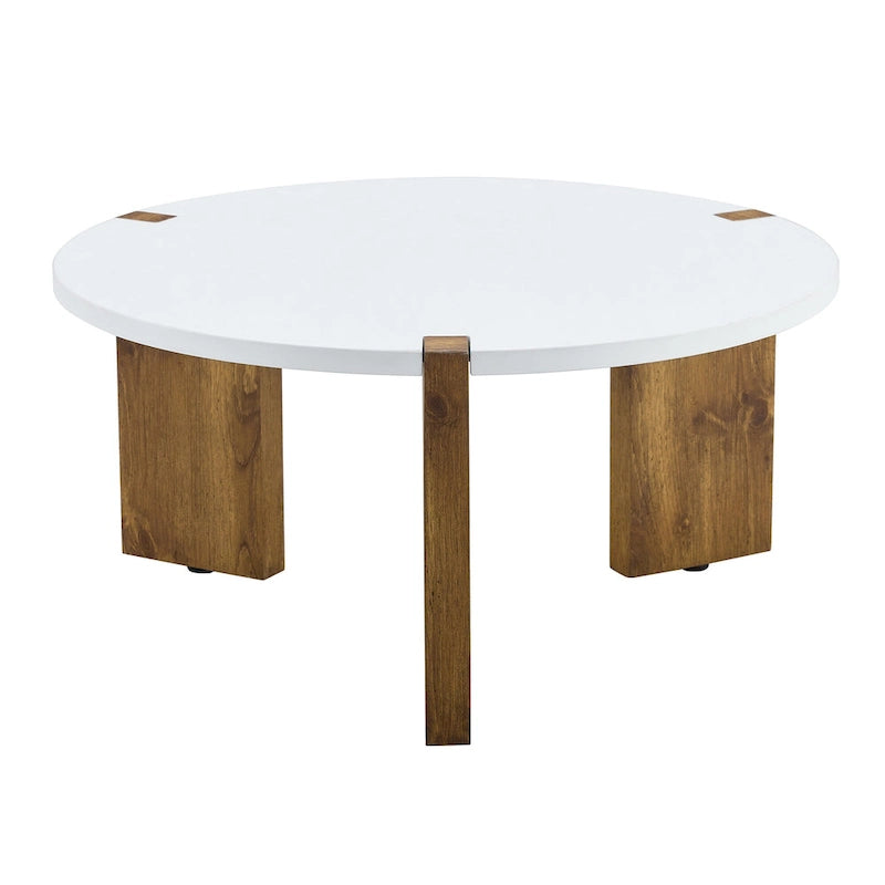 Table basse ronde avec pieds rectangulaires