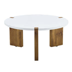 Table basse ronde avec pieds rectangulaires