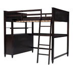 Lit mezzanine double avec tiroirs, bureau et étagères
