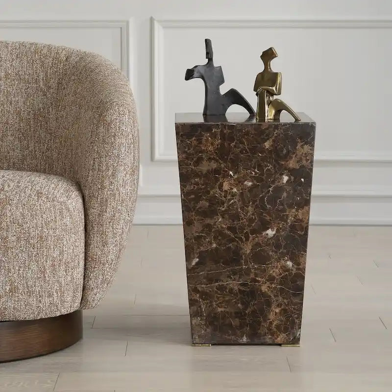 Table d'appoint en marbre de 35,5 cm de large