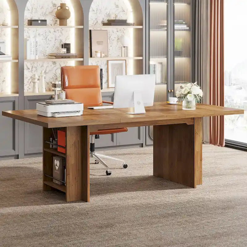 Bureau de 160 cm avec étagères de rangement latérales