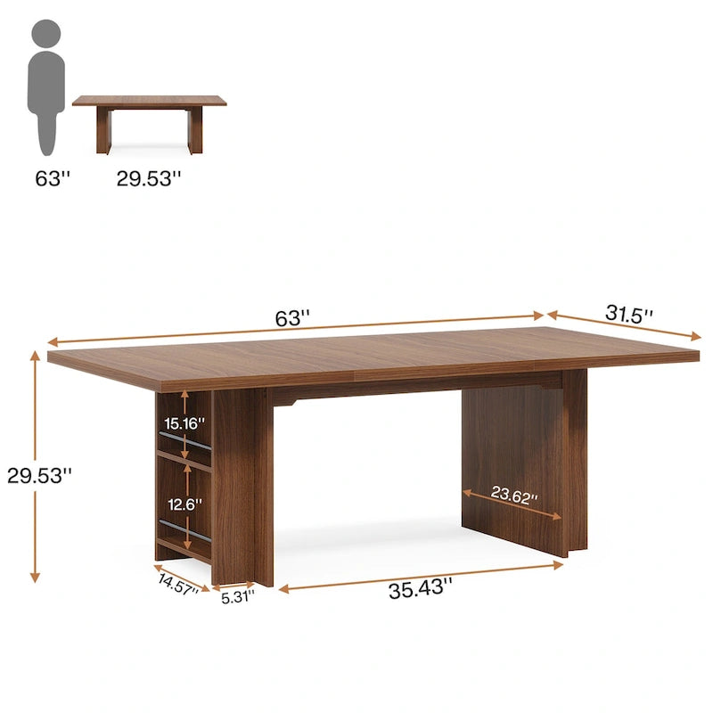 Bureau de 160 cm avec étagères de rangement latérales