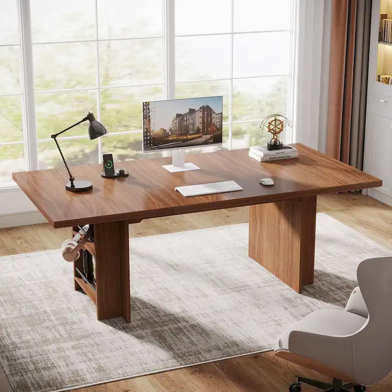 Bureau de 160 cm avec étagères de rangement latérales