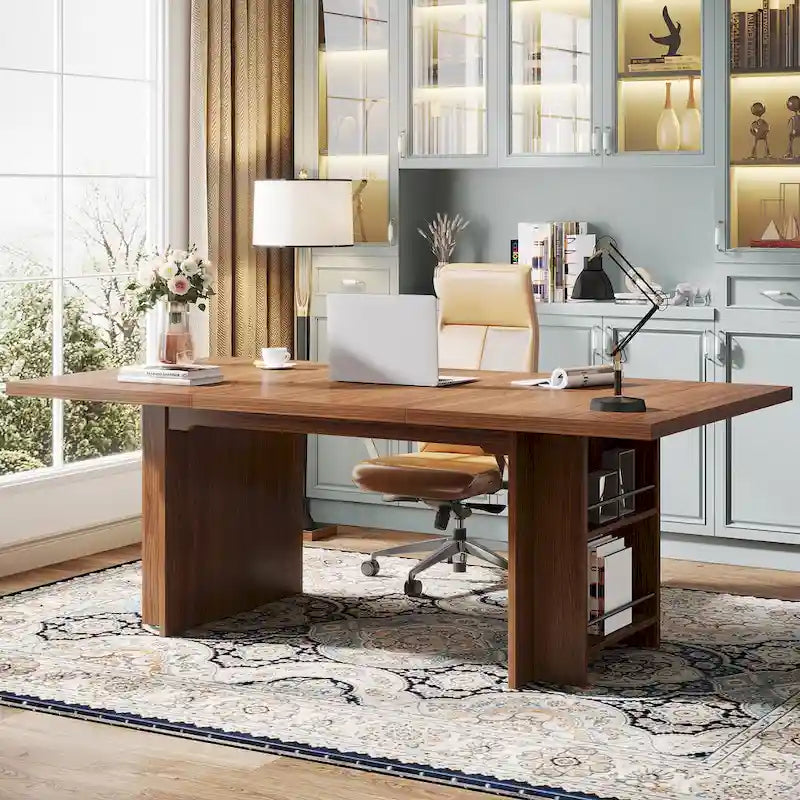 Bureau de 160 cm avec étagères de rangement latérales