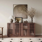 Buffet de 160 cm avec portes à lattes en bois