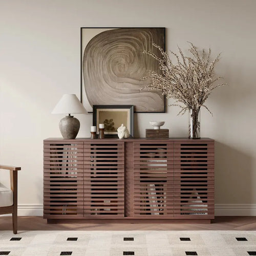 Buffet de 160 cm avec portes à lattes en bois
