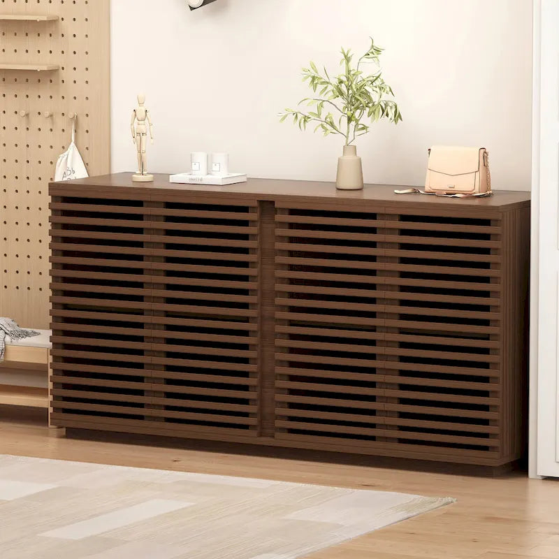 Buffet de 160 cm avec portes à lattes en bois