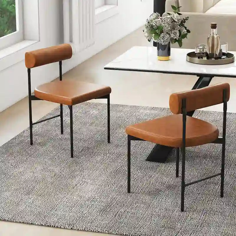Lot de 2 chaises de salle à manger, chaise d'appoint de cuisine rembourrée en similicuir