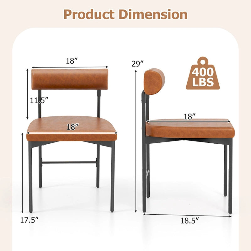 Lot de 2 chaises de salle à manger, chaise d'appoint de cuisine rembourrée en similicuir