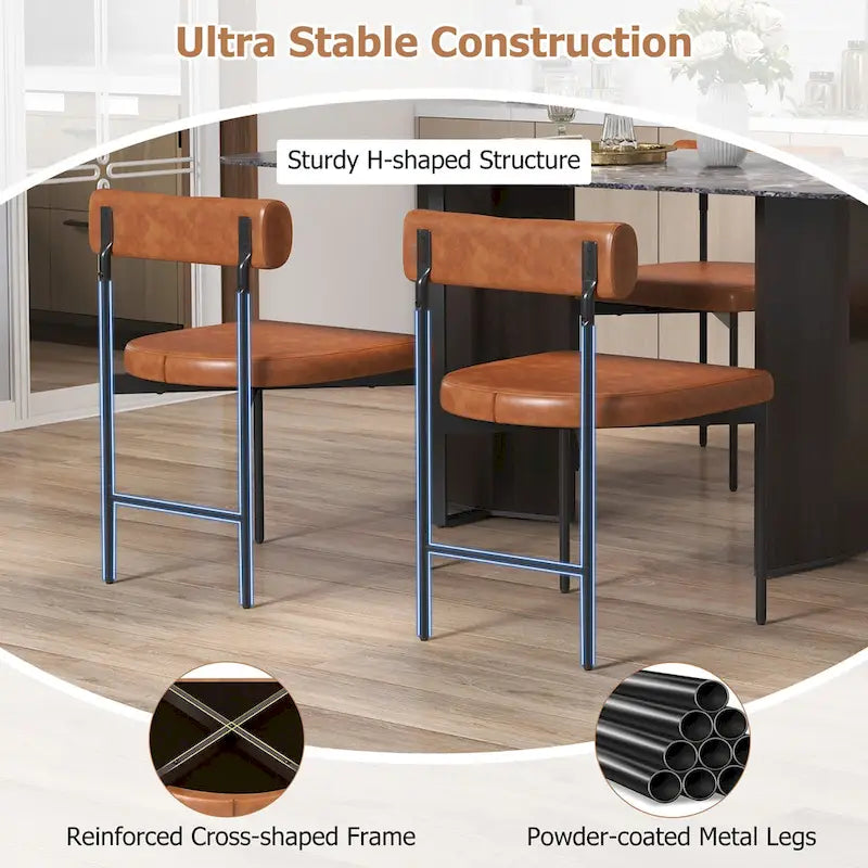 Lot de 2 chaises de salle à manger, chaise d'appoint de cuisine rembourrée en similicuir