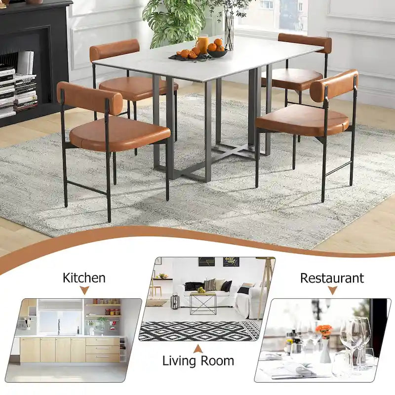 Lot de 2 chaises de salle à manger, chaise d'appoint de cuisine rembourrée en similicuir
