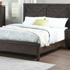 Rustic Contemporary Espresso 1pc Queen Size Bed Wooden X-Design HB Unique Look Bedroom Furniture