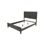 Lit Queen avec tête de lit motif X, finition Espresso