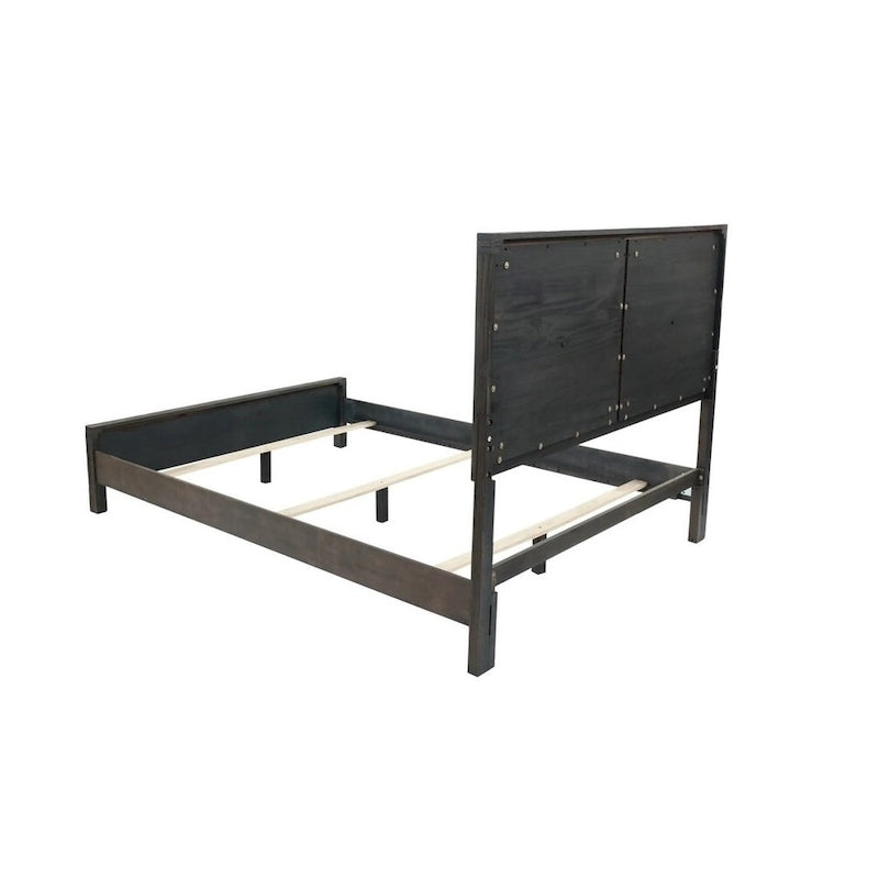 Lit Queen avec tête de lit motif X, finition Espresso