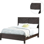 Lit Queen avec tête de lit motif X, finition Espresso