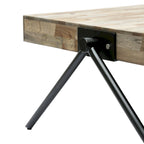 Table basse en bois de manguier avec pieds en fer en forme de V, 47,6 cm