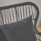 Fauteuils club d'intérieur en acier et corde avec coussins (Lot de 2)