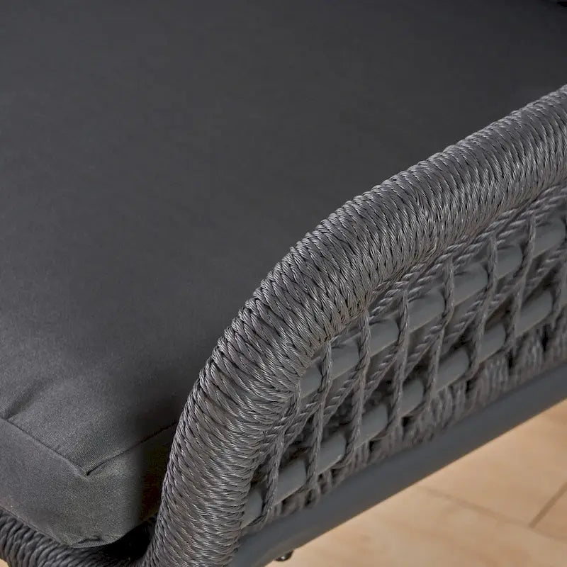 Fauteuils club d'intérieur en acier et corde avec coussins (Lot de 2)