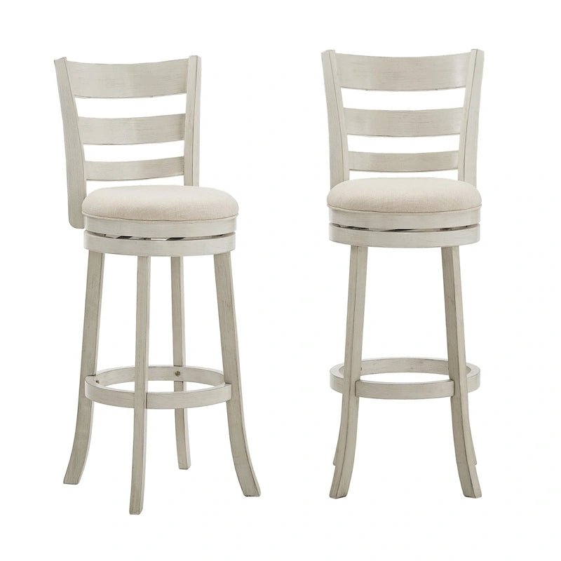 Tabouret de bar pivotant de 74 cm à dossier échelle et assise rembourrée