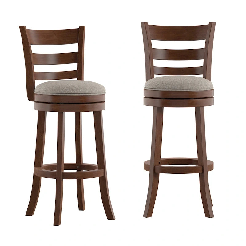 Tabouret de bar pivotant de 74 cm à dossier échelle et assise rembourrée