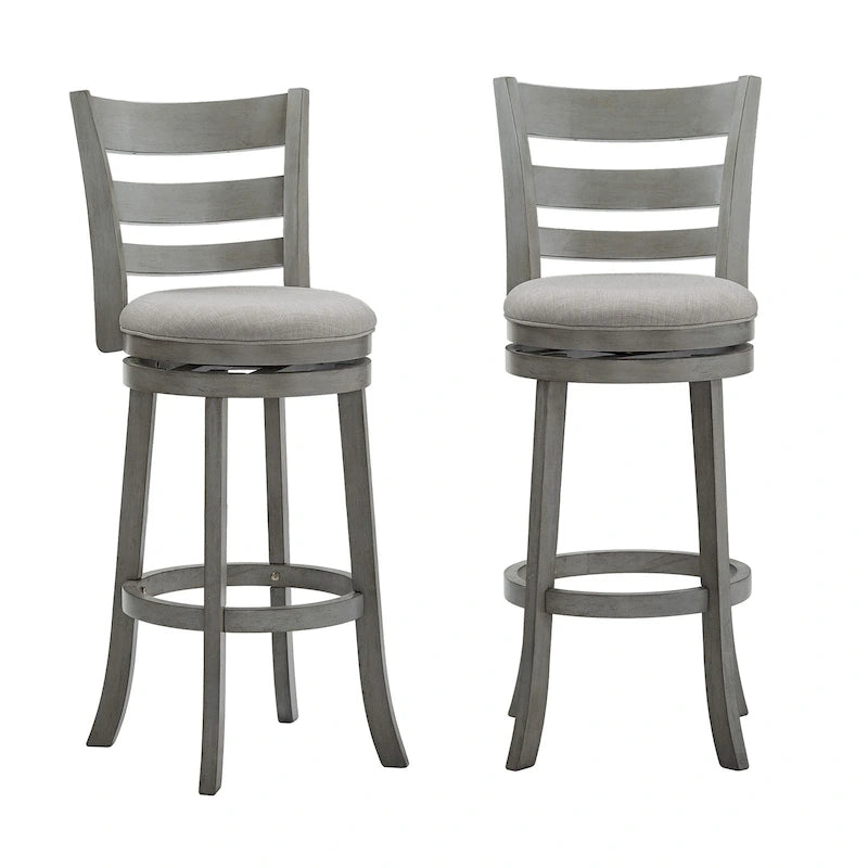 Tabouret de bar pivotant de 74 cm à dossier échelle et assise rembourrée