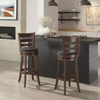 Tabouret de bar pivotant de 74 cm à dossier échelle et assise rembourrée