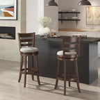 Tabouret de bar pivotant de 74 cm à dossier échelle et assise rembourrée