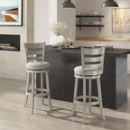 Tabouret de bar pivotant de 74 cm à dossier échelle et assise rembourrée