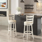 Tabouret de bar pivotant de 74 cm à dossier échelle et assise rembourrée
