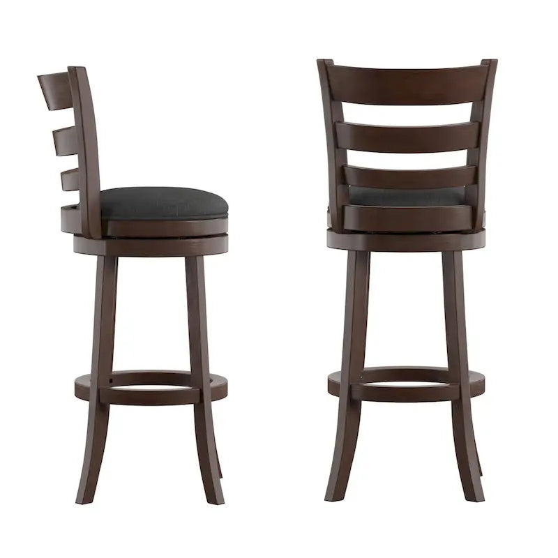 Tabouret de bar pivotant de 74 cm à dossier échelle et assise rembourrée