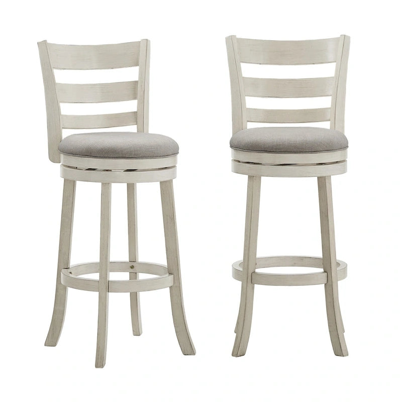 Tabouret de bar pivotant de 74 cm à dossier échelle et assise rembourrée