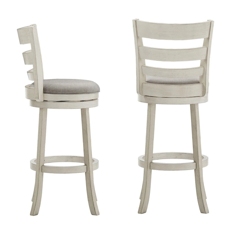 Tabouret de bar pivotant de 74 cm à dossier échelle et assise rembourrée