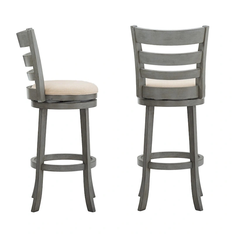 Tabouret de bar pivotant de 74 cm à dossier échelle et assise rembourrée