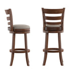 Tabouret de bar pivotant de 74 cm à dossier échelle et assise rembourrée