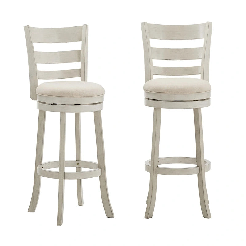 Tabouret de bar pivotant de 74 cm à dossier échelle et assise rembourrée