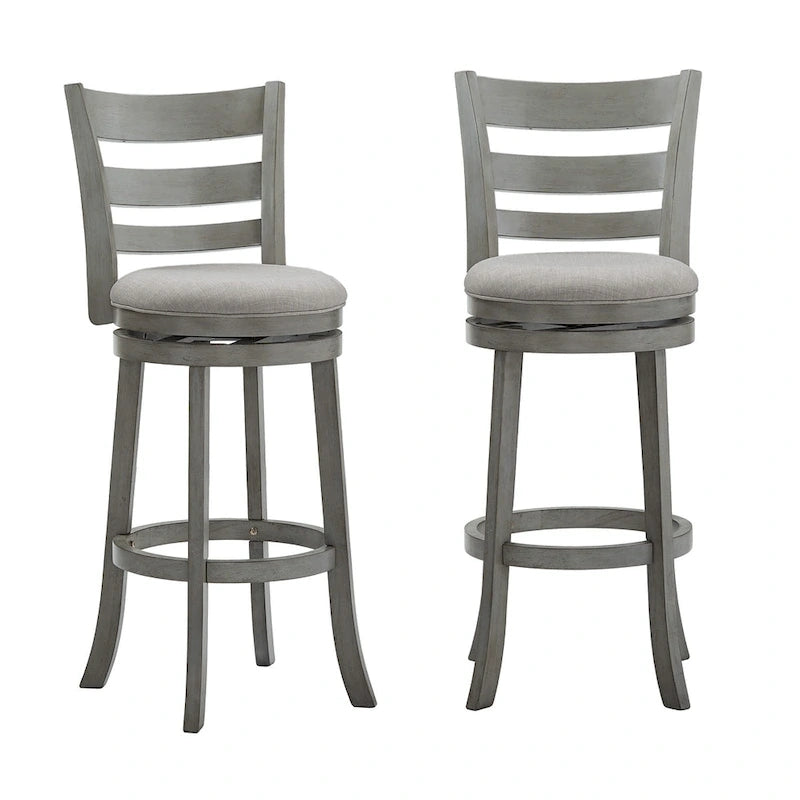 Tabouret de bar pivotant de 74 cm à dossier échelle et assise rembourrée
