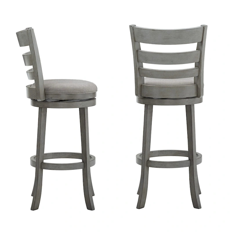 Tabouret de bar pivotant de 74 cm à dossier échelle et assise rembourrée