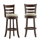 Tabouret de bar pivotant de 74 cm à dossier échelle et assise rembourrée