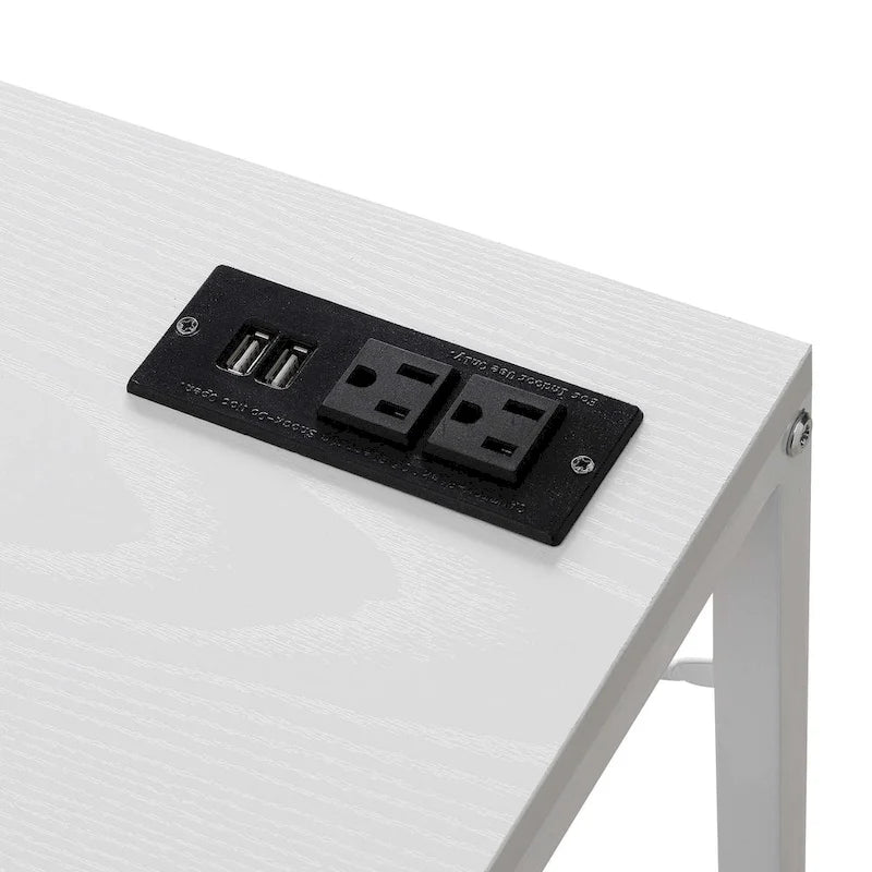 Bureau de travail avec station de charge et étagères à 4 niveaux