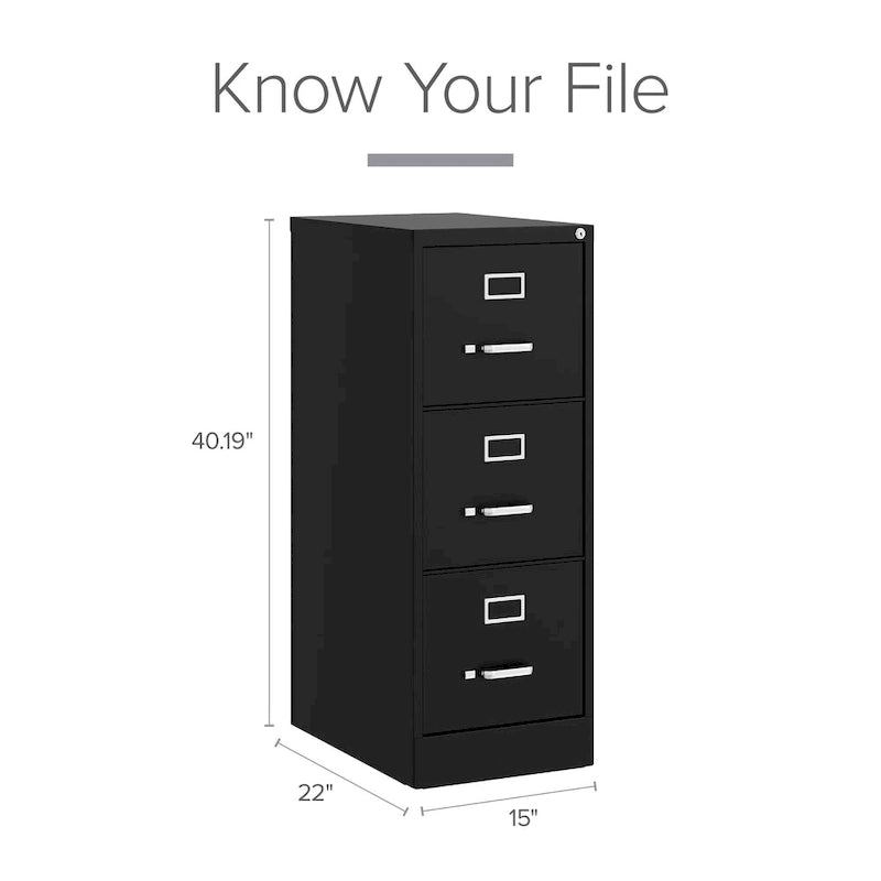 Classeur vertical de 22 po de profondeur à 3 tiroirs pour documents format lettre