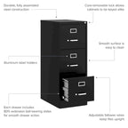 Classeur vertical de 22 po de profondeur à 3 tiroirs pour documents format lettre