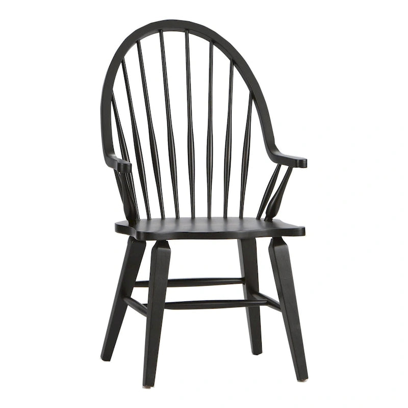 Chaise à dossier Windsor avec accoudoirs - Noir