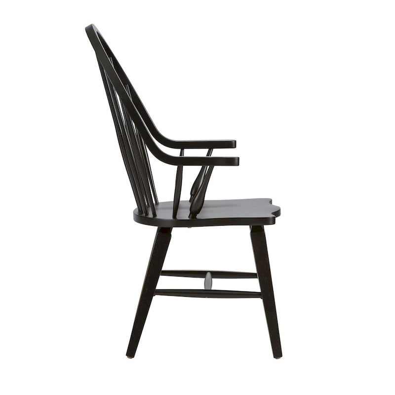 Chaise à dossier Windsor avec accoudoirs - Noir