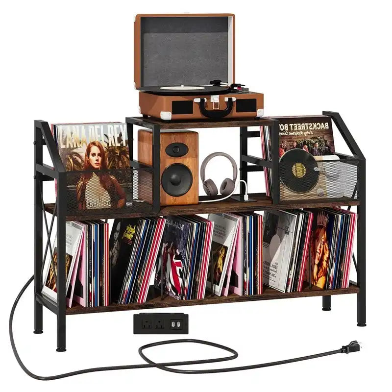 Meuble tourne-disque avec rangement pour vinyles