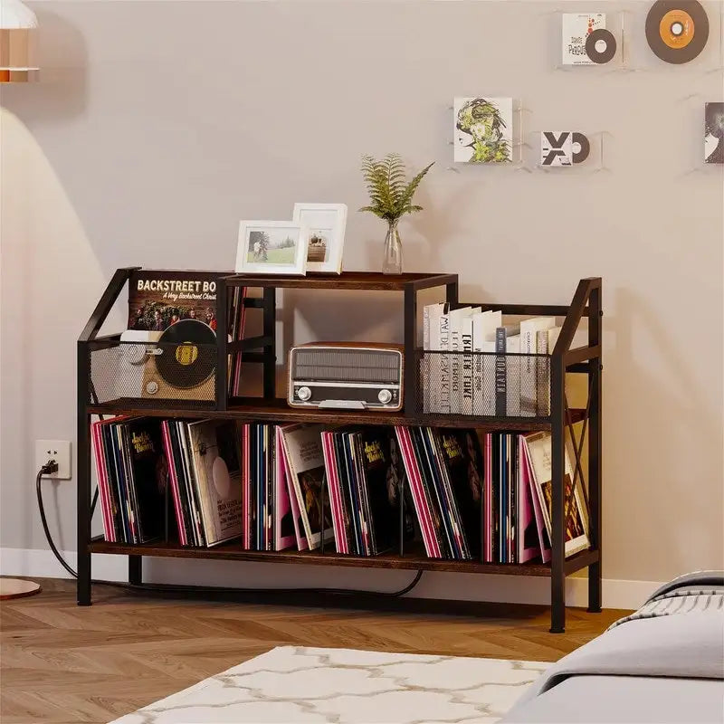 Meuble tourne-disque avec rangement pour vinyles
