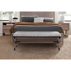 Banc double rembourré de 122 cm avec assise en tissu bouclé et base en métal