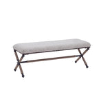Banc double rembourré de 122 cm avec assise en tissu bouclé et base en métal