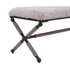 Banc double rembourré de 122 cm avec assise en tissu bouclé et base en métal